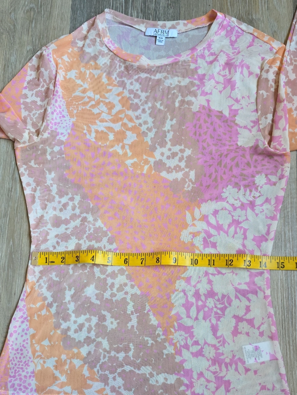 AFRM Sheer Mesh Long Sleeve Top in Pink and Peach - Picture 7 of 16